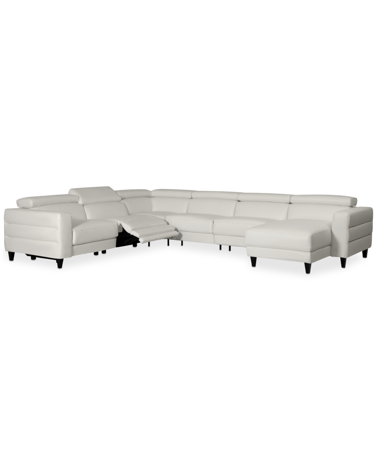 Silvanah 6-Pc. Leather Sectional with Storage Chaise and 2 Power Recliners, Created for Macy's
