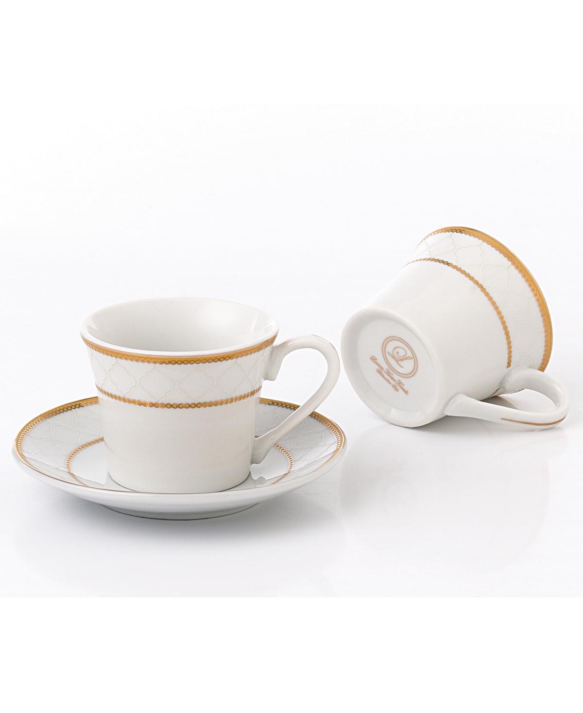 Lorren Home Trends Floral Espresso Set, 12 Piece - Gold-Tone