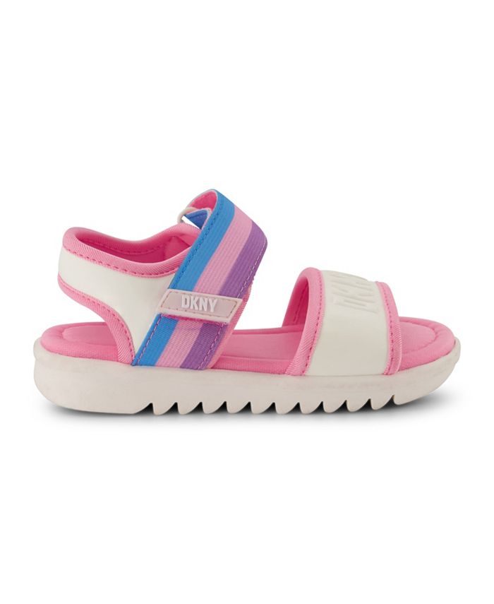 DKNY Toddler Girls Elastic Strap Pop Logoing Flat Sandals - Macy's