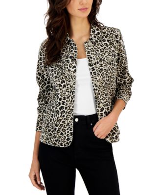 Charter Club Leopard-Print Denim Jacket, Created for Macy's - Macy's