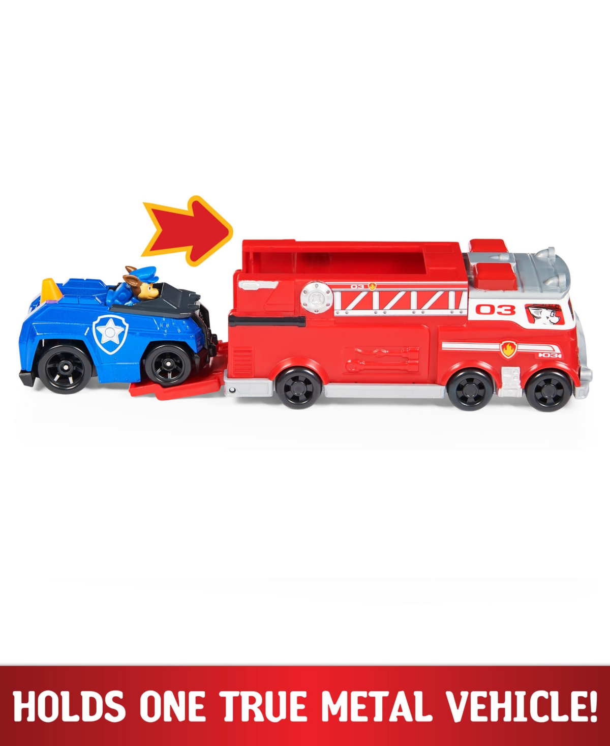 Shop Paw Patrol True Metal Firetruck Die-cast Team Vehicle With 1:55 Scale Chase In Multi-color