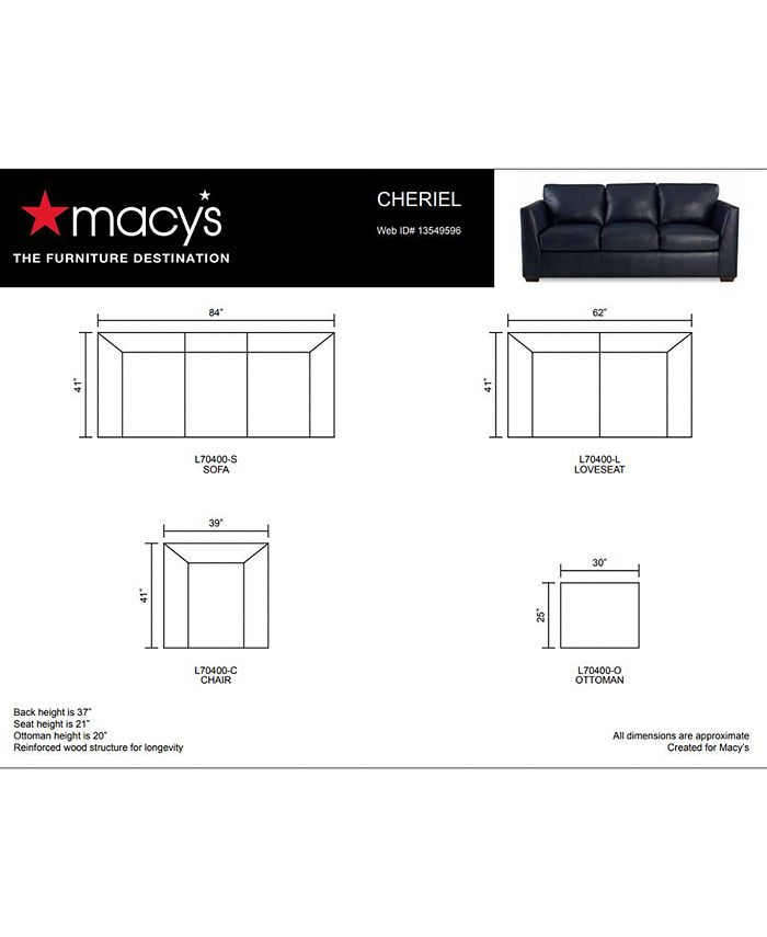 Furniture Cheriel Leather Sofa Collection, Created for Macy's Macy's
