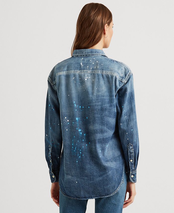 Lauren Ralph Lauren PaintSplatter Denim Shirt Macy's