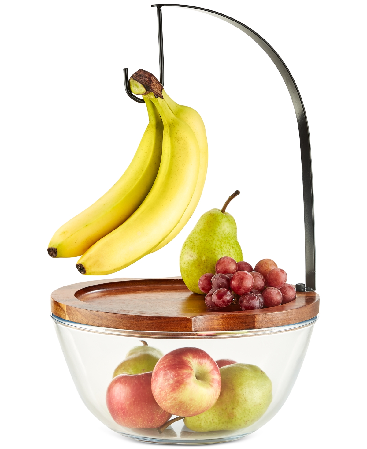 The Cellar Wood & Glass Fruit Bowl With Banana Hook, Created For Macy's In Multi