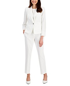 Women's One-Button Slim-Fit Pantsuit, Regular and Petite Sizes