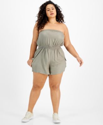 FULL CIRCLE TRENDS - Trendy Plus Size Strapless Romper