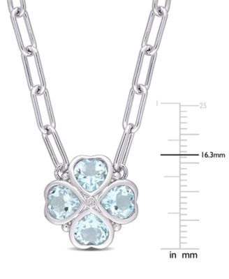 Blue Topaz (3-7/8 ct. t.w.) & Diamond Accent Heart Flower 18" Pendant Necklace in Sterling Silver