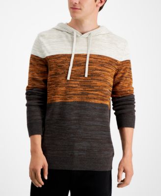 Sun + Stone Men's Colorblocked Hooded Sweater, Created for Macy's - Oat Heather - Size L