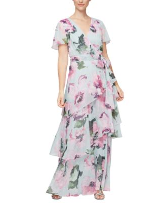 SL Fashions Floral Flutter-Sleeve 