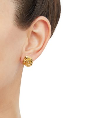 Polished Rose Stud Earrings in 14k Gold