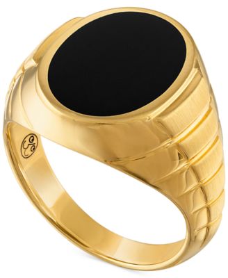 Esquire Men's Jewelry - Black Onyx Ring in 18k Gold-Plated Sterling Silver