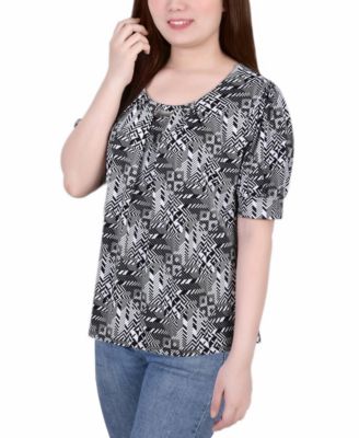 Petite Printed Balloon Sleeve Top
