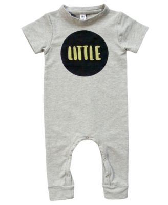 Earth Baby Outfitters Baby Boys or Baby Girls Short Sleeve Romper - Gray/Little