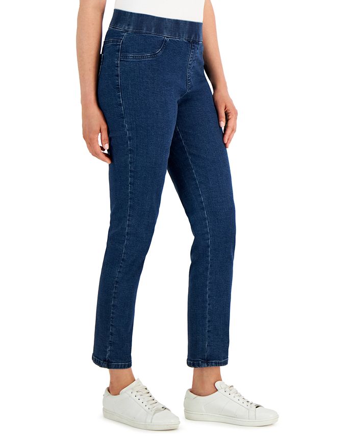 Karen Scott Women's Pull-On Denim Pants, Created for Macy's - Macy's