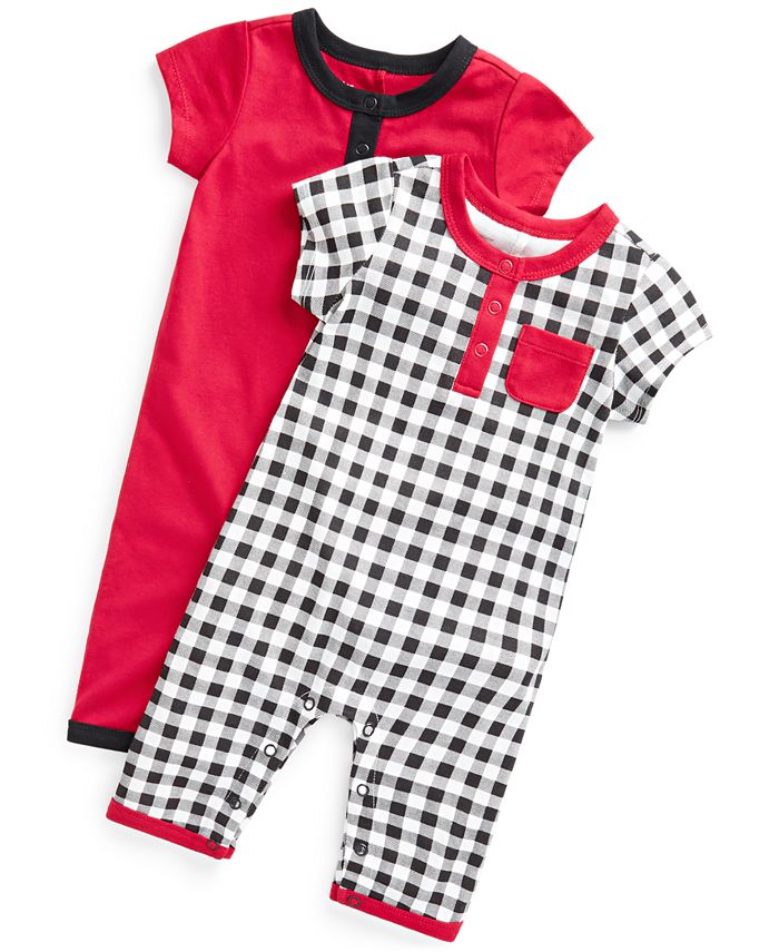 First Impressions Baby Boys Patterned and Solid Union Suits, Pack of 2