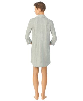 Knit Notch Collar Cotton Sleep Shirt