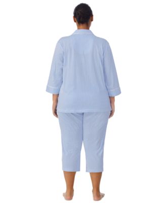 Plus Size Button-Front Top and Pants Pajama Set