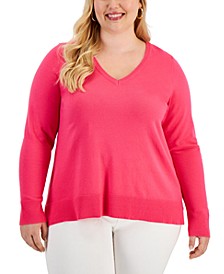 Plus Size V-Neck Sweater, Created for Macy's