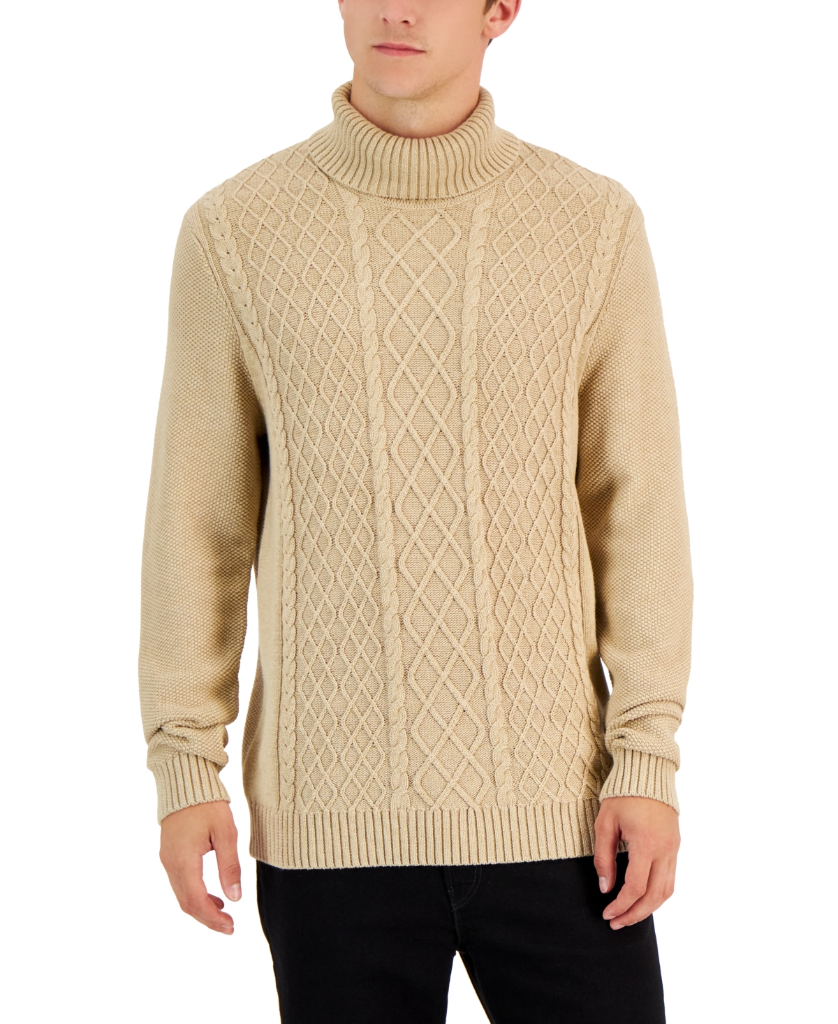 Men's Chunky Turtleneck Sweater, Created for Macy's - Toast Heather