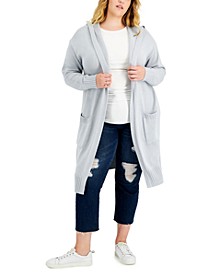 Plus Size Hooded Open-Front Cardigan, Created for Macy's