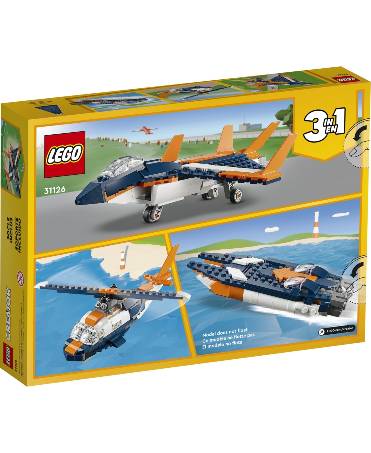 Shop Lego Creator 31126 3-in-1 Supersonic Jet Helicopter & Powerboat Toy Building Set In Multiple