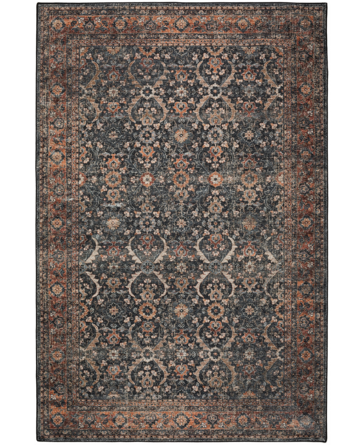 D Style Basilic Bas1 8' X 10' Area Rug In Charcoal
