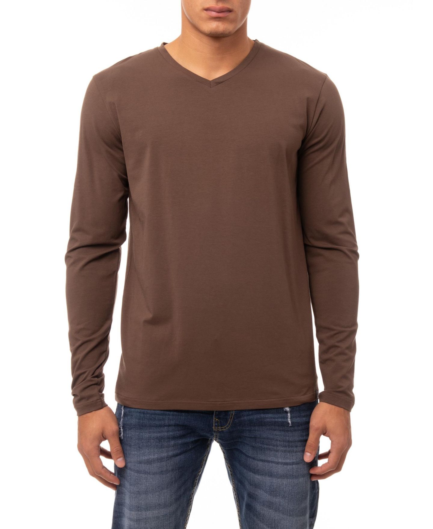 Мужская футболка XRAY Long Sleeve V-Neck, цвет: Армейский зелёный — фото 1