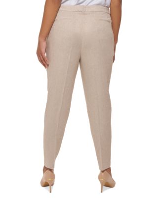 Calvin Klein Plus Size Linen-Blend Slim Leg Pants