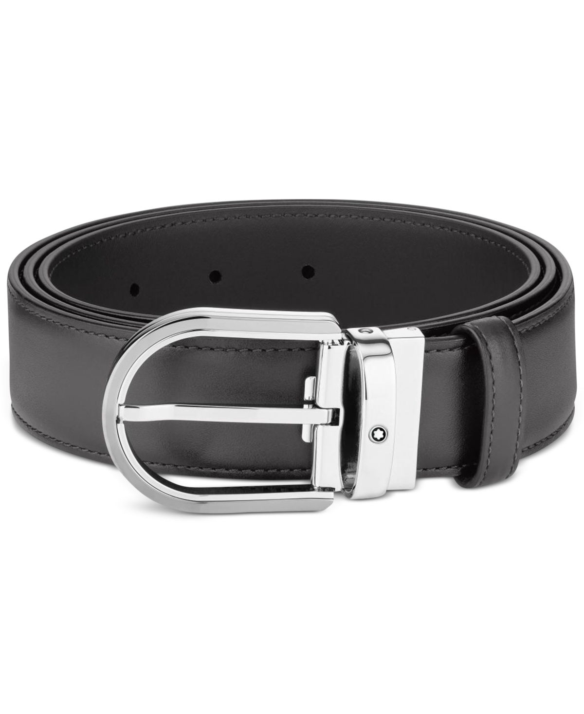 Shop Montblanc Horseshoe Leather Belt In Black