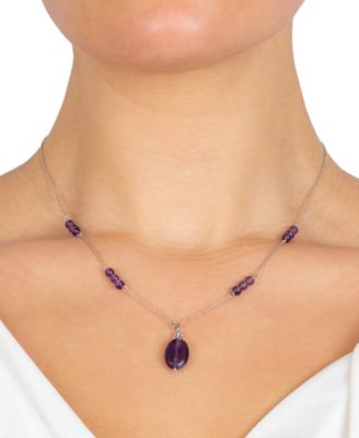 Rose Quartz Bead 18" Pendant Necklace (5 ct. t.w.) in Sterling Silver (Also in Turquoise, Sodolite, Amethyst & Red Jasper), Created for Macy's