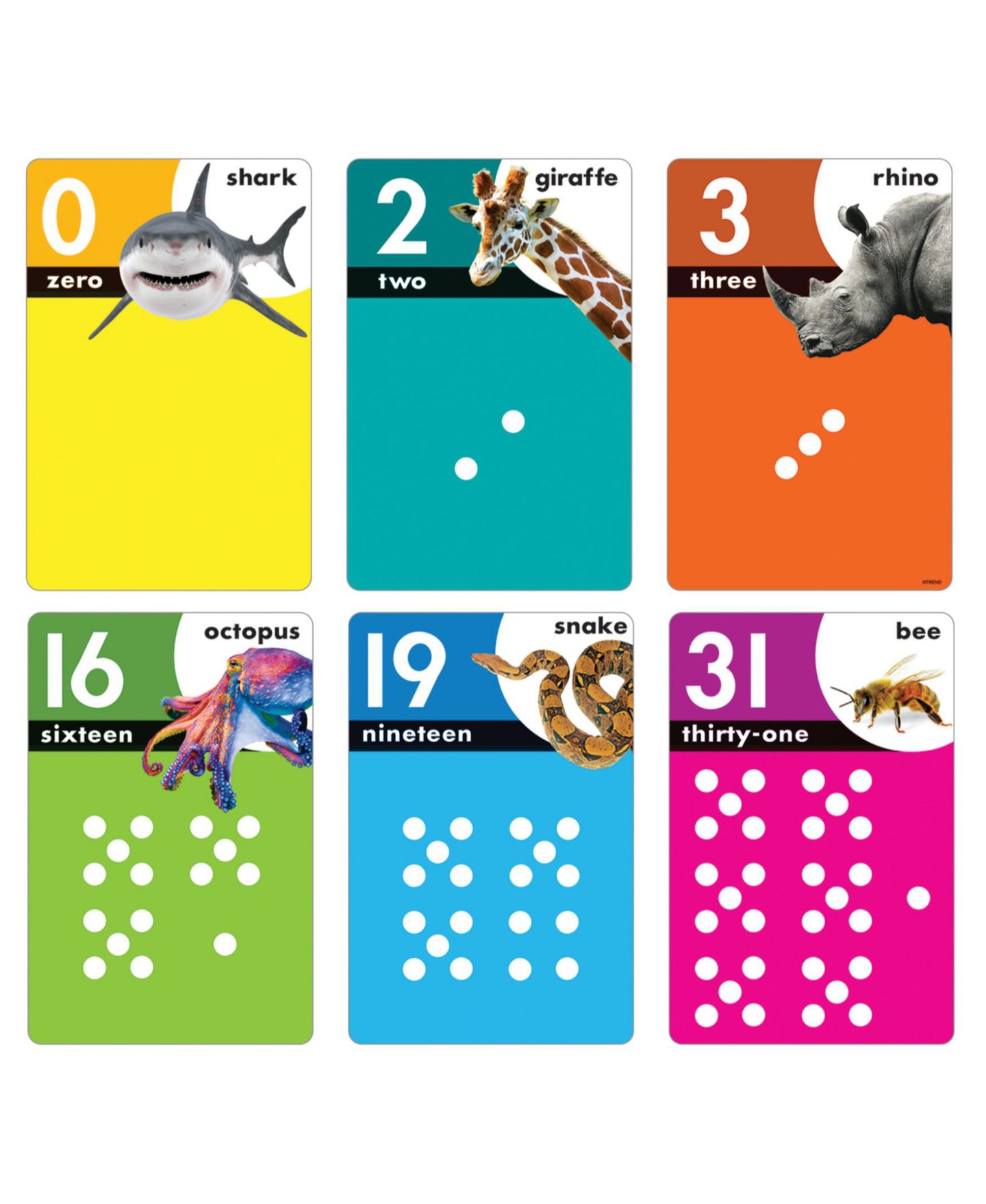 Детские игрушки Trend Enterprises Animals Count 0-31 32-Piece Counting Card Set, Ages 4+ — фото 2