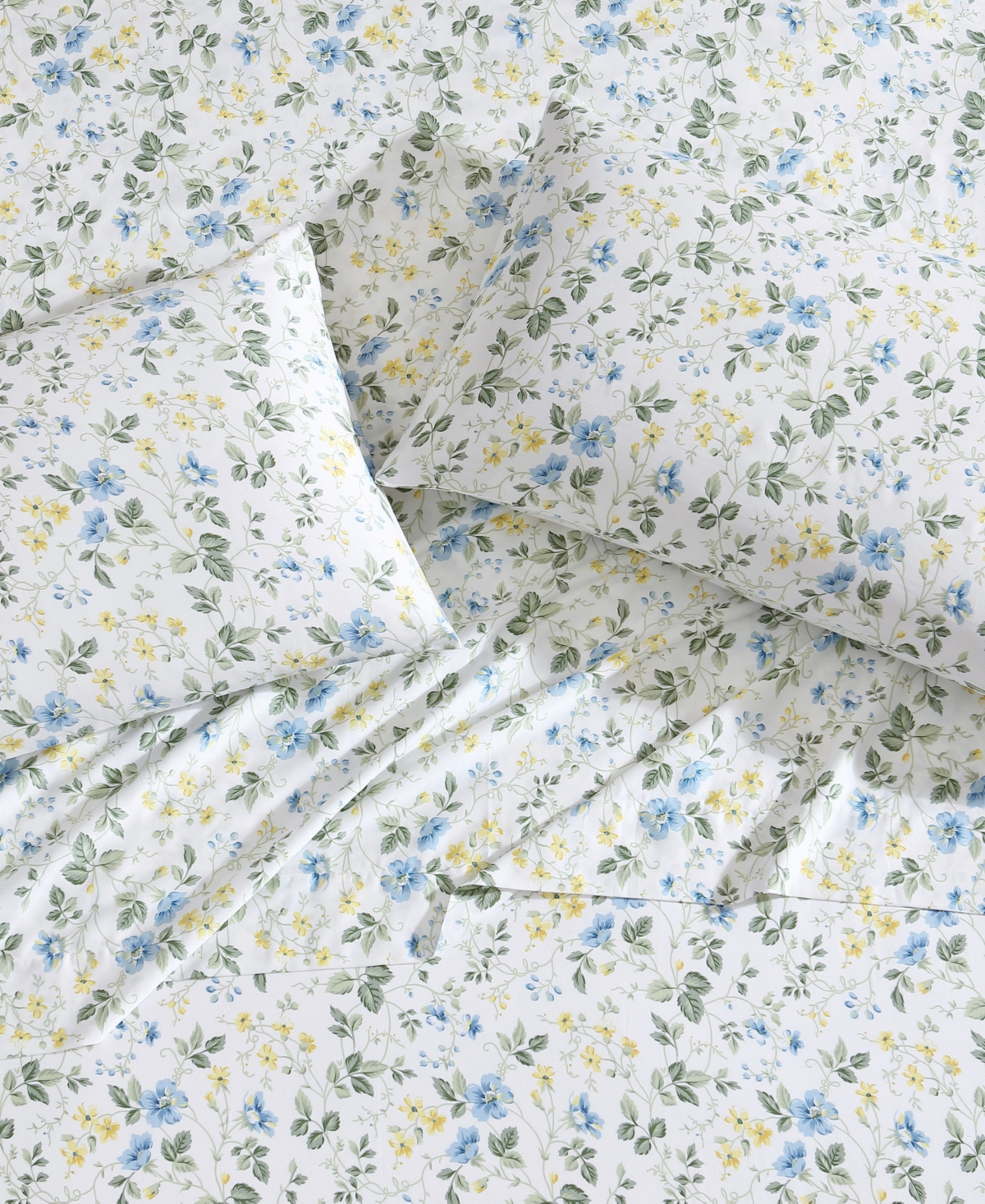 Laura Ashley Closeout!  300 Thread Count Cotton Sateen Pillowcase Pair, Standard In Meadow Floral