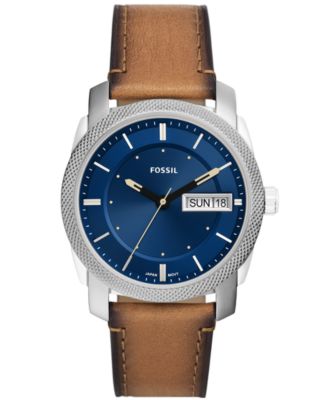 Fossil - Men's Machine Brown Leather Strap Watch 42mm