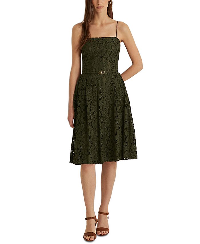 Lauren Ralph Lauren Belted Lace Cocktail Dress Macy s
