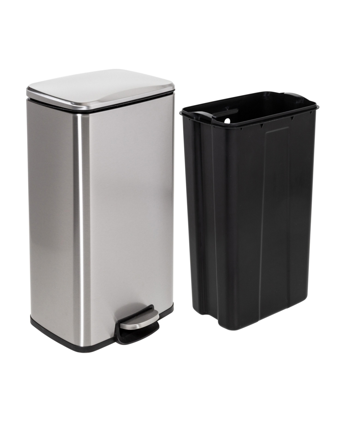 Shop Honey Can Do Stainless Steel Step Trash Cans With Lid, Set Of 2 In Silver-tone