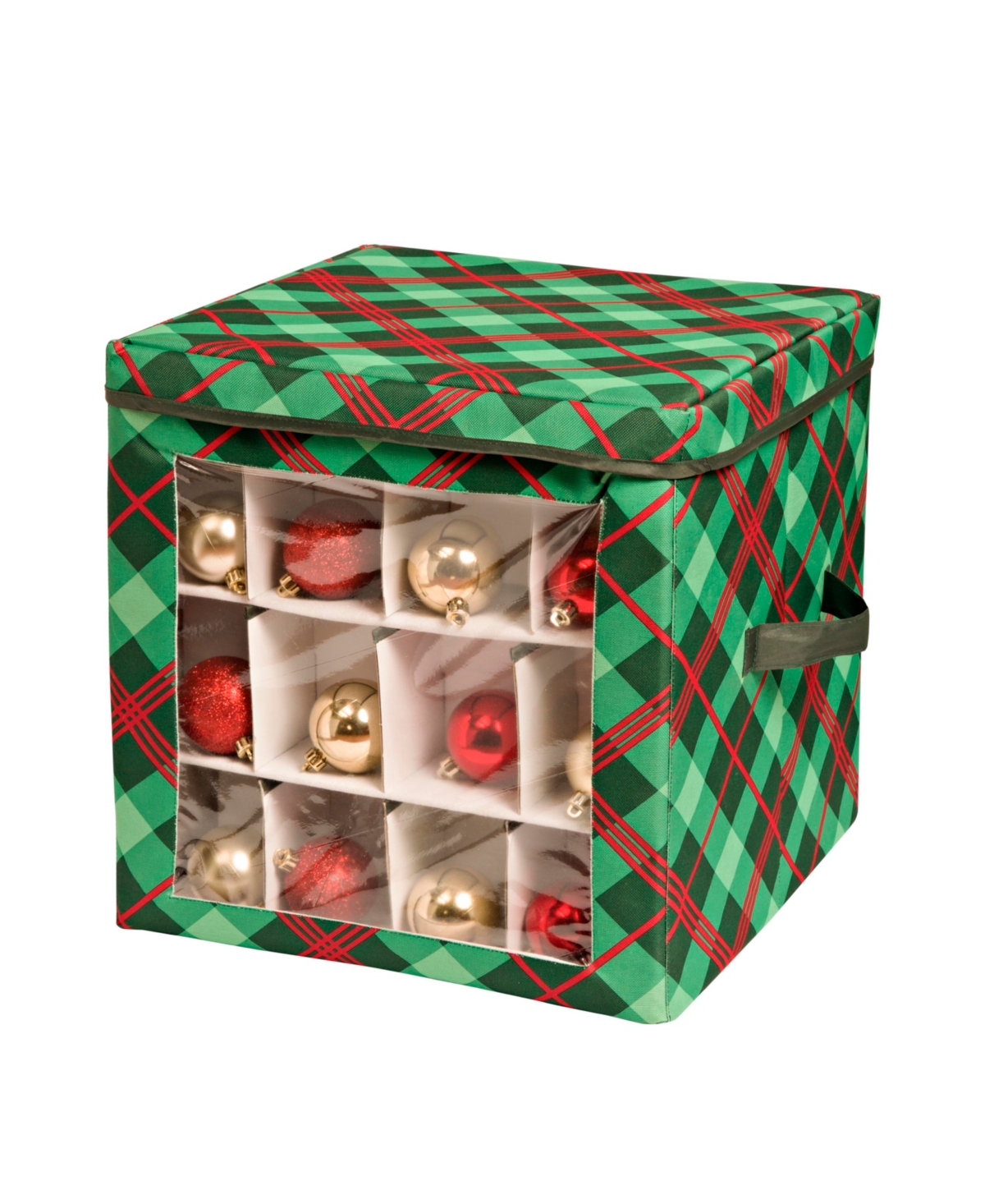 Shop Honey Can Do Plaid Ornament Storage Cube In Red