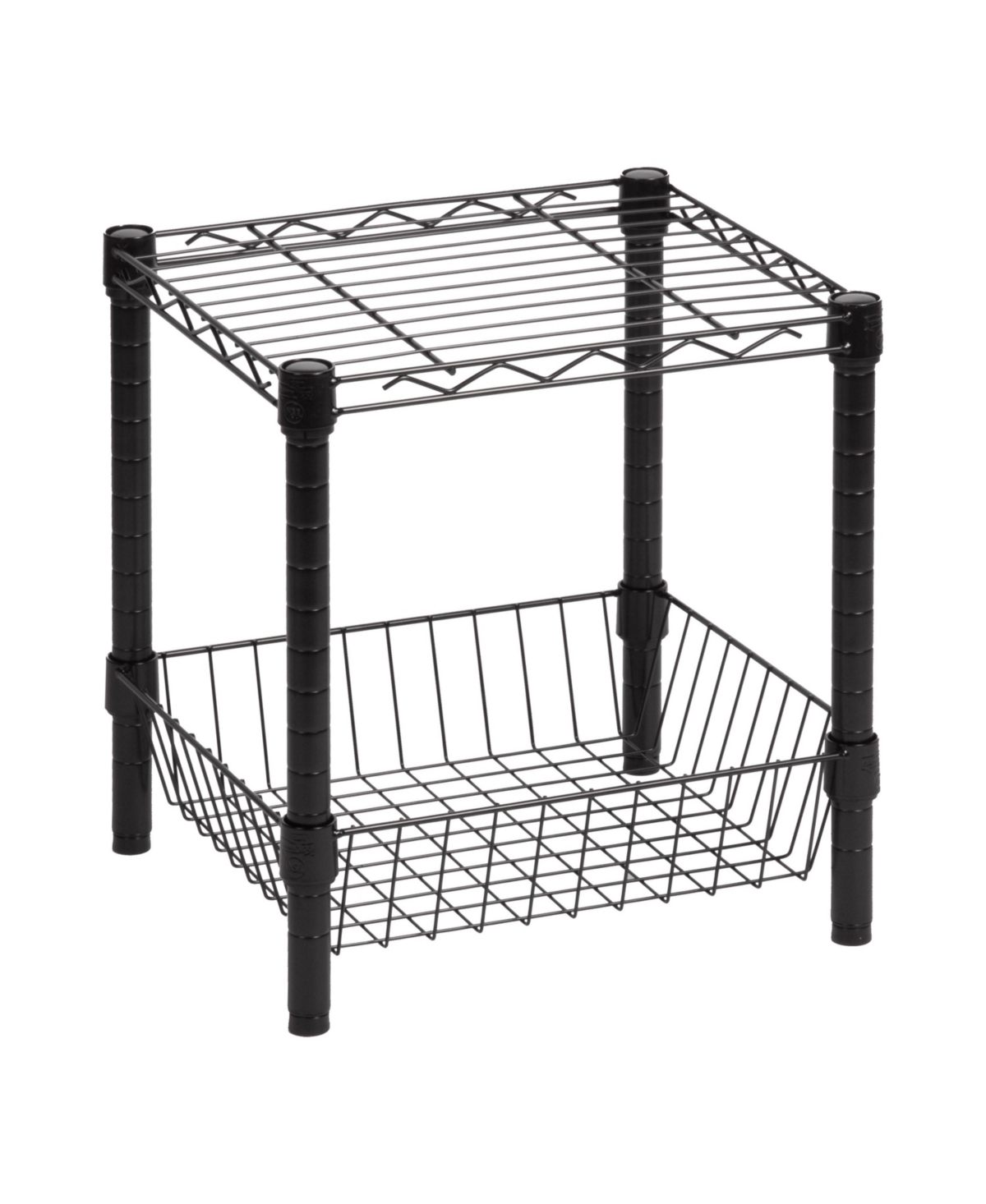 Bottom Storage Basket with Wire Shelf - Black