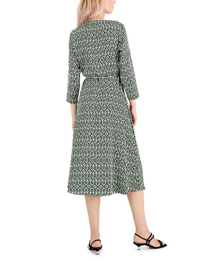 Alfani Women's Printed Surplice ElbowSleeve Wrap Dress, Created for