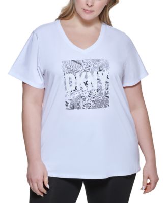 Dkny Sport Plus Size Newspaper Logo Tee 