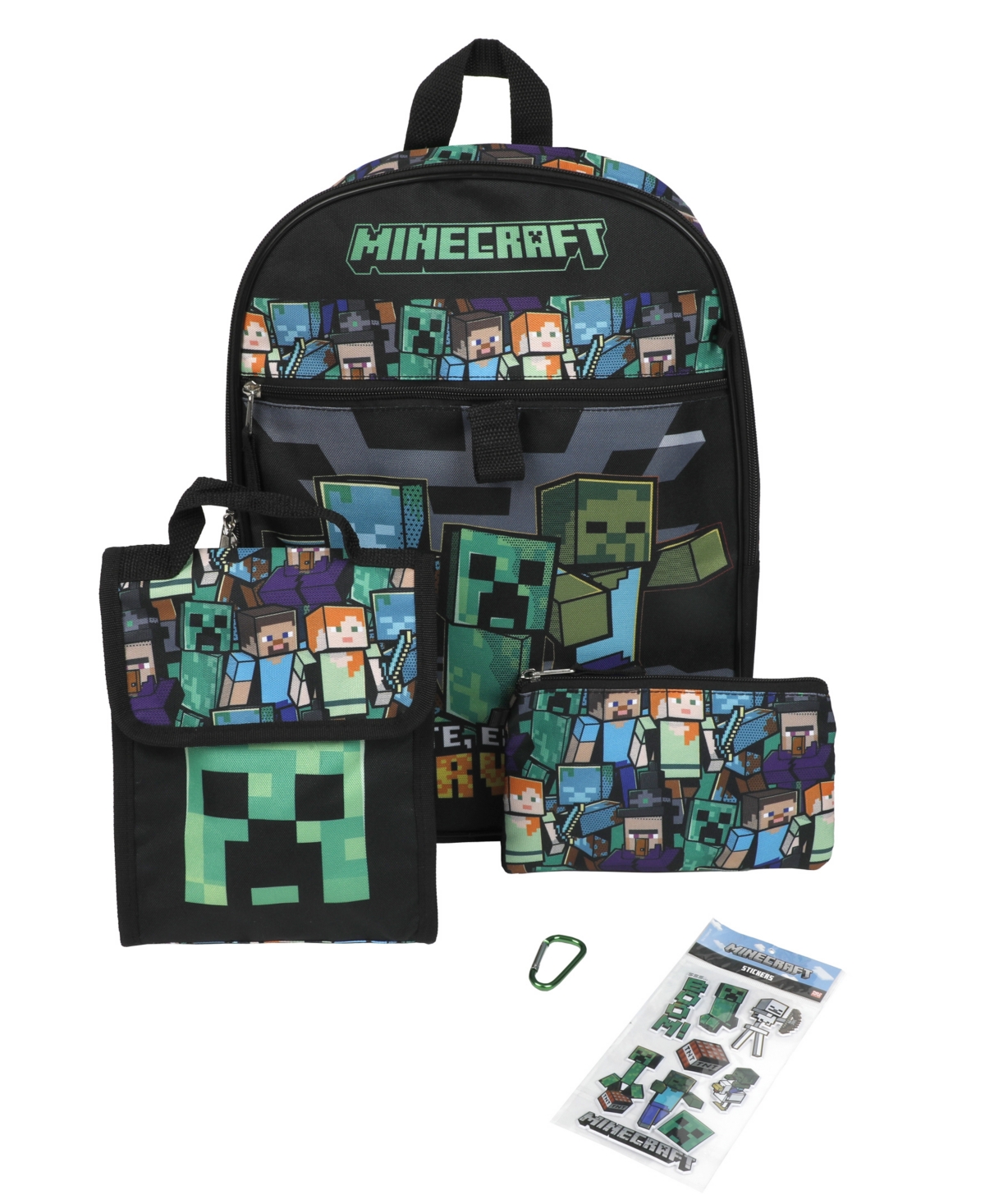 Bioworld Minecraft Backpack, 5 Piece Set In Green ModeSens