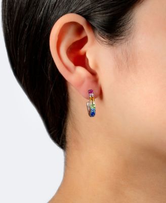 Women's Crystals J Post Hoop Earrings