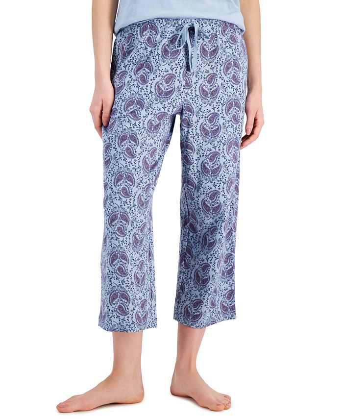 Charter Club Women's Printed Cotton Capri Pajama Pants, Created for ...