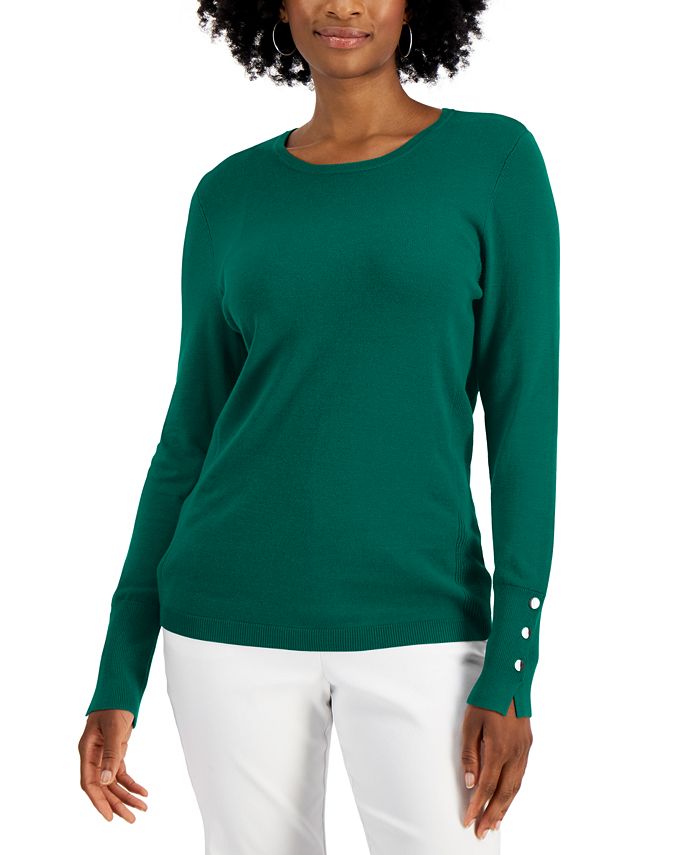 JM Collection Petite RivetDetail Sweater, Created for Macy's & Reviews