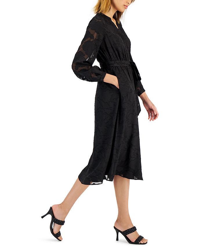 Alfani Women's Plus Tie Front Shirtdress Black Size Petite Small