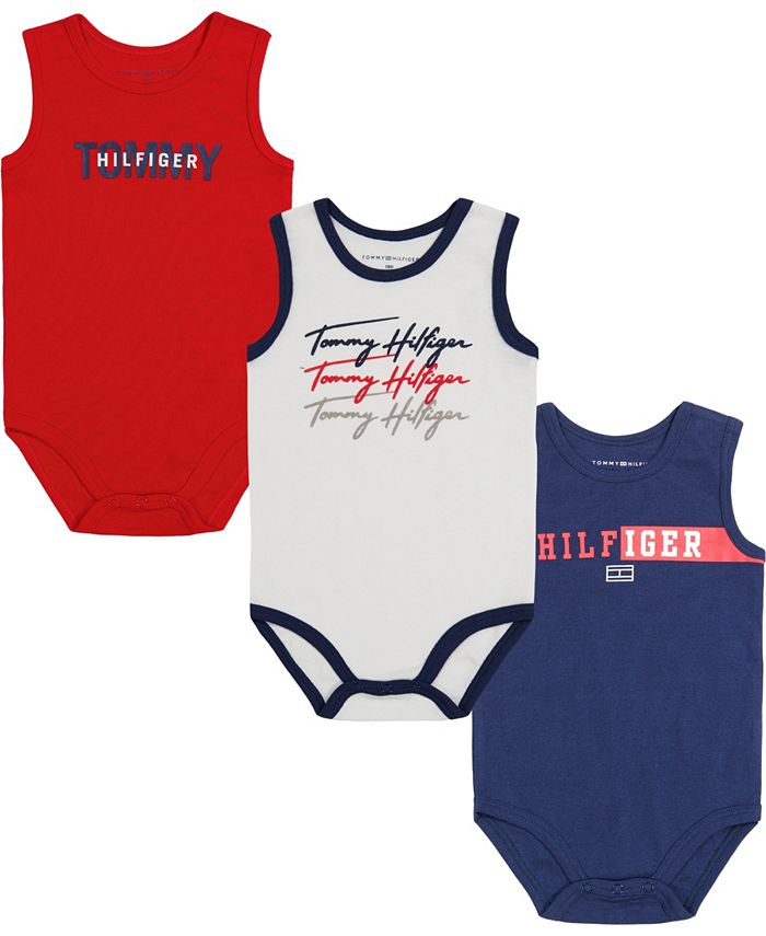 Tommy Hilfiger Baby Boys Sleeveless Signature Bodysuit, Pack of - Macy's