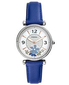 Women's Carlie Three Hand, Blue Leather Strap Watch 35mm