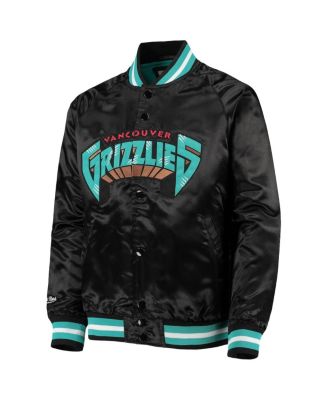 Big Boys Black Vancouver Grizzlies Hardwood Classics Satin Raglan Full-Snap Jacket