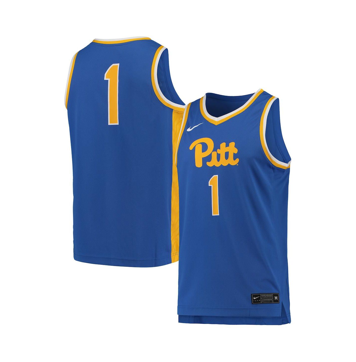 Мужской топ Nike #1 Royal Pitt Panthers Team Replica Basketball Jersey — фото 1