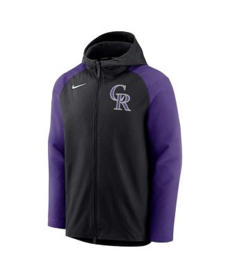 Men's Black, Purple Colorado Rockies Authentic Collection Performance Raglan Full-Zip Hoodie