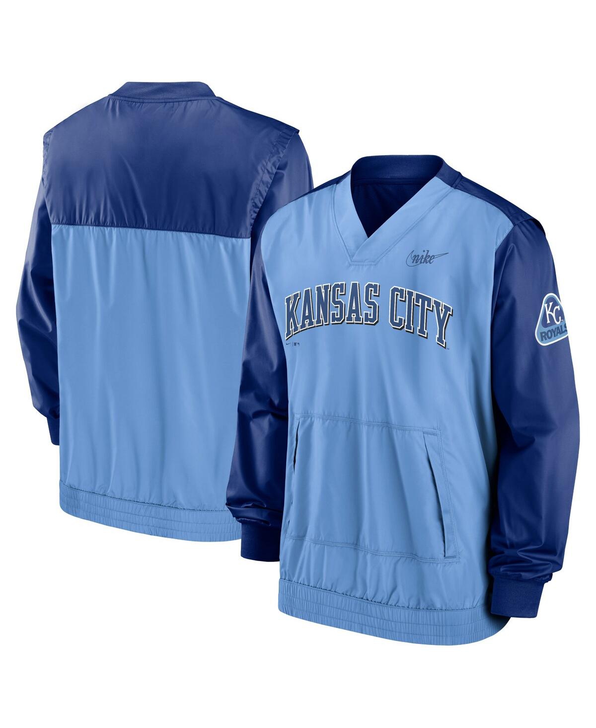 Men's Nikeand Royal Kansas City Royals Cooperstown Collection V-Neck Pullover Jacket - Light Blue, Royal